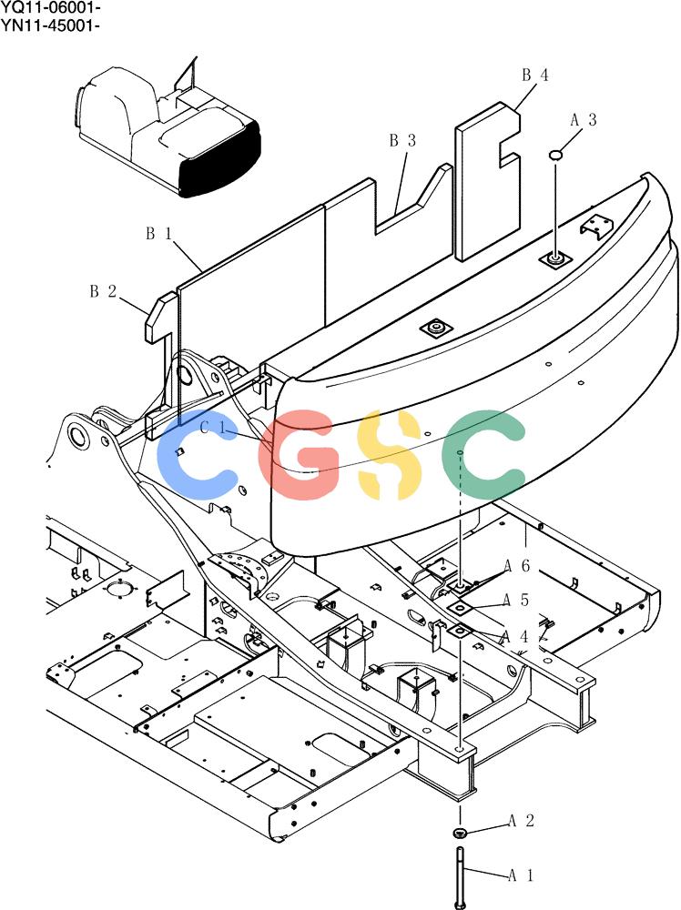 神钢零件查询(200-8) - EXCAVATOR S/N YN11-45001 - (1/06-12/09) (016-01-1) - COUNTERWEIGHT INSTAL Kobelco