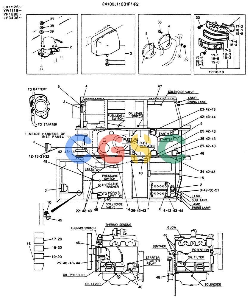 神钢零件查询(K904L) - MARK II EXCAVATOR ASN LX1526 (1/88-12/03) (05-021) - WIRING ASSY, ELEC, P/N 24100J11031F1 Kobelco