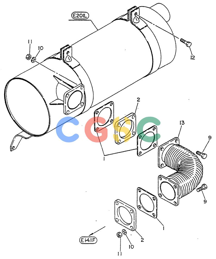 神钢零件查询(FD6(T)14) - NISSAN DIESEL ENGINE ASN 050001 - LK400 & LK500A (1/06-12/06) (06-001) - MUFFLER "GASKET & FLANGE" "OEA" Kobelco