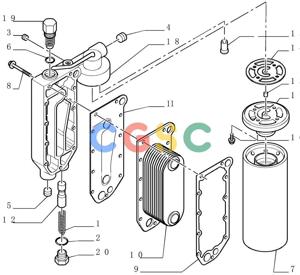 纽荷兰零件查询(DC180PS) - CRAWLER DOZER (11/00-) (0.302[01]) - HEAT EXCHANGER - OIL FILTER (May 8 2001 1:56PM) New Holland Constructuion
