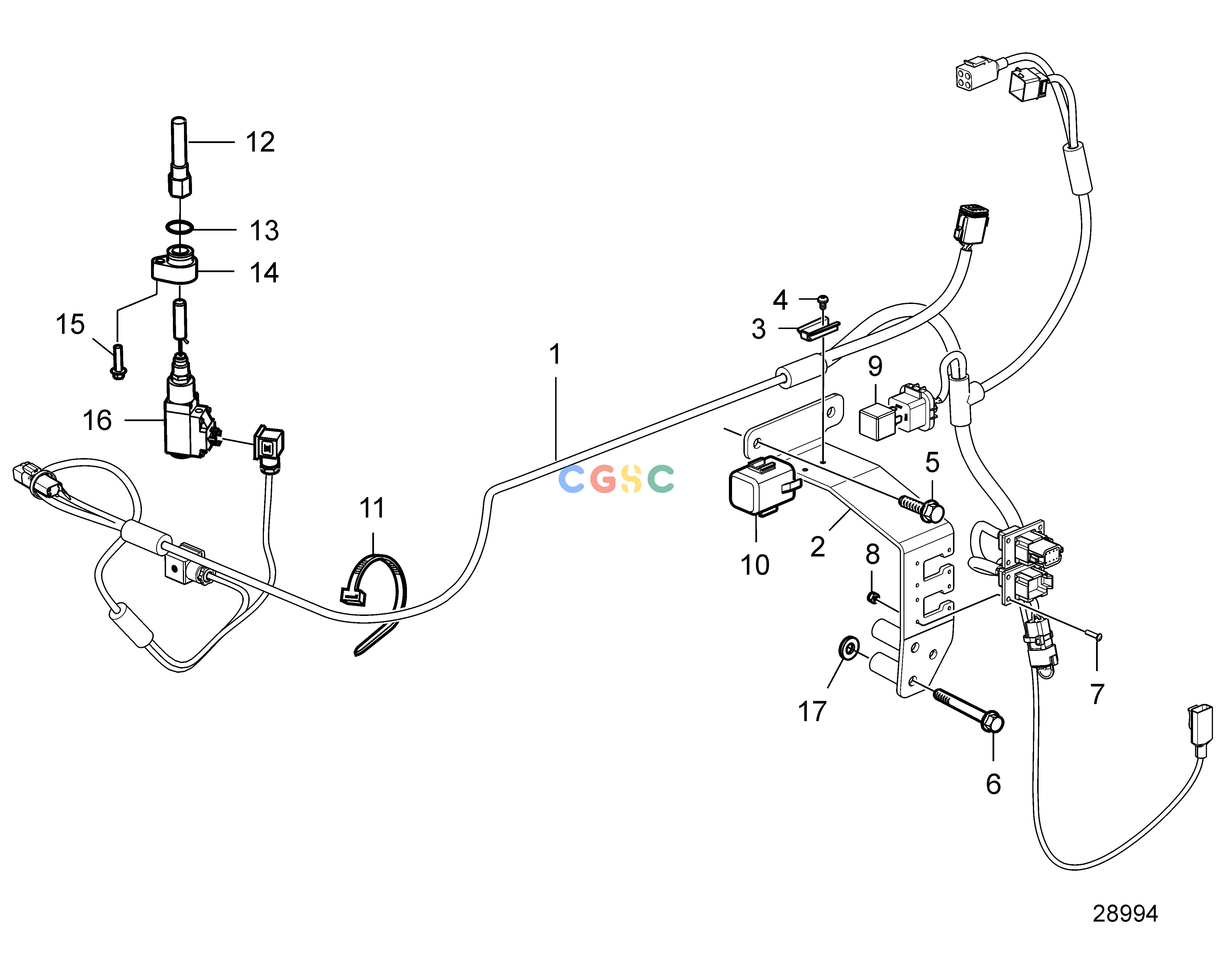 沃尔沃零件查询D9A2A; D9A2A MG; D9A2A D9A-MGElectrical SystemWiring Harness Shut Down SystemEPC Volvo Penta Parts catalog