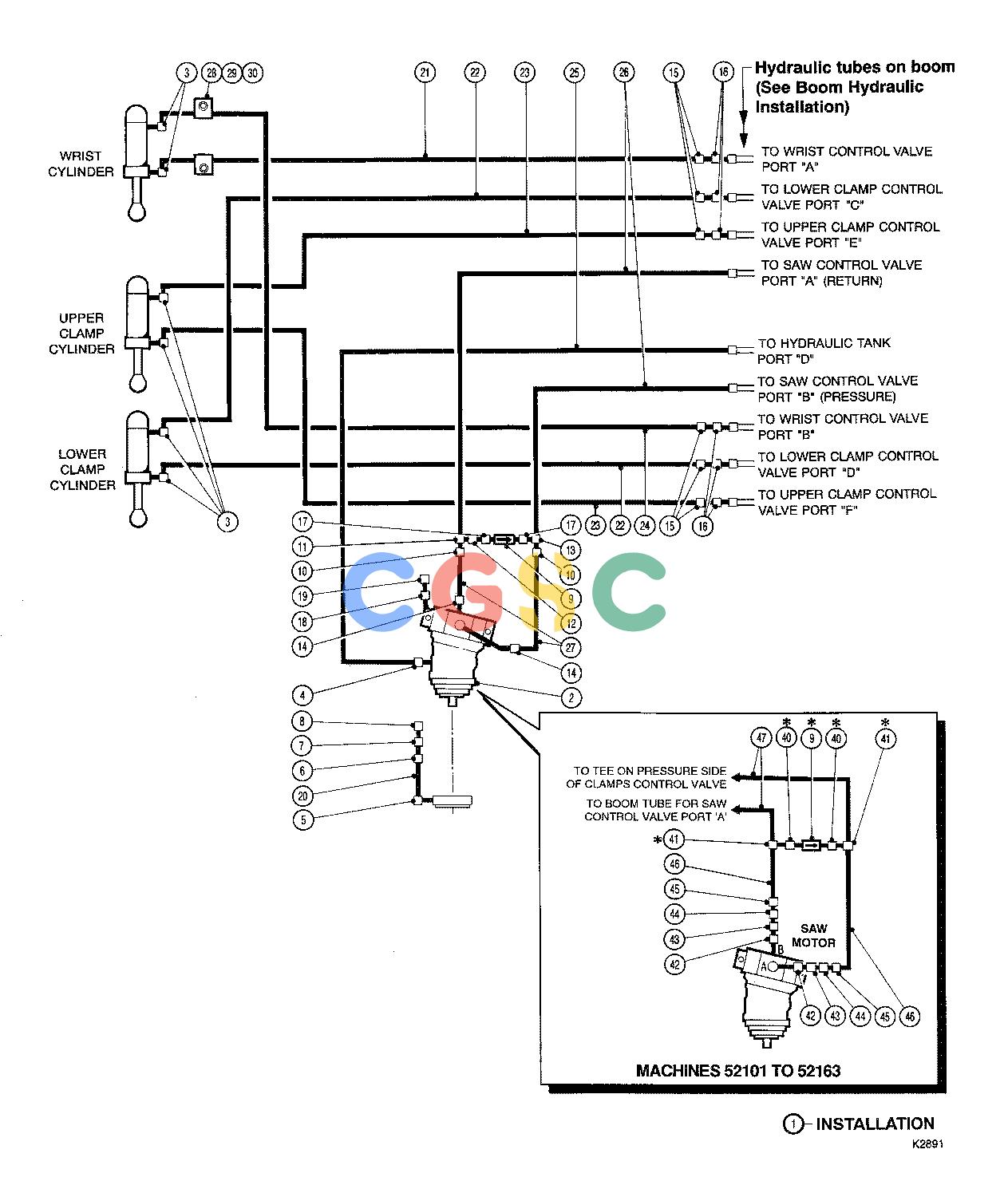 约翰迪尔零件查询TJ628 - ATTACHMENTS HYDRAULIC SYSTEM FELLING HEAD 22`` ( 12864 - ) 2000-354/10 [2000-354/10]EPC John Deere online