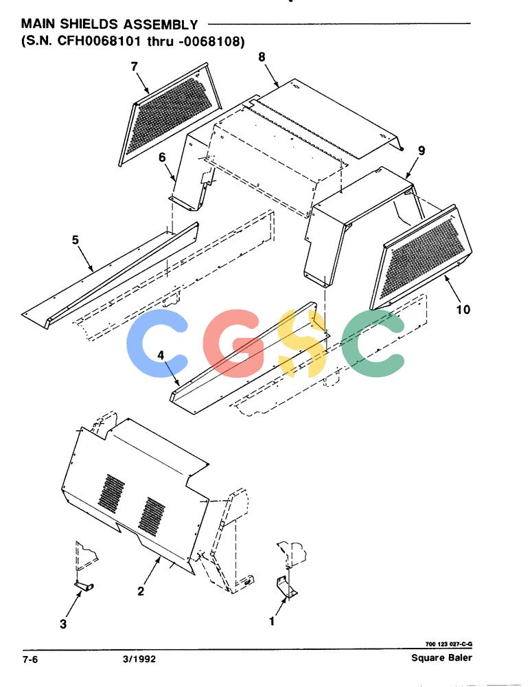 凯斯零件查询(8570) - CASE IH MID-SIZE RECTANGULAR BALER (1/91-12/96) (7-06) - MAIN SHIELDS ASSEMBLY, SERIAL NO. CFH0068101 THRU AND UP TO 0068108 Case Agriculture