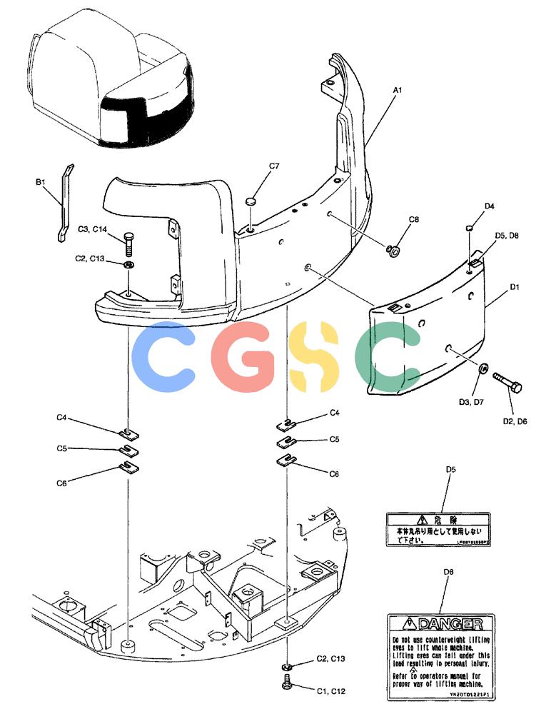 纽荷兰零件查询(EH80) - MIDI CRAWLER EXCAVATOR ASN LF04-02000 (N4TA18001 thru N4TA18010, ASN N5TA18011 -) (NA) (1/ (003) - COUNTERWEIGHT ASSEMBLY New Holland Constructuion