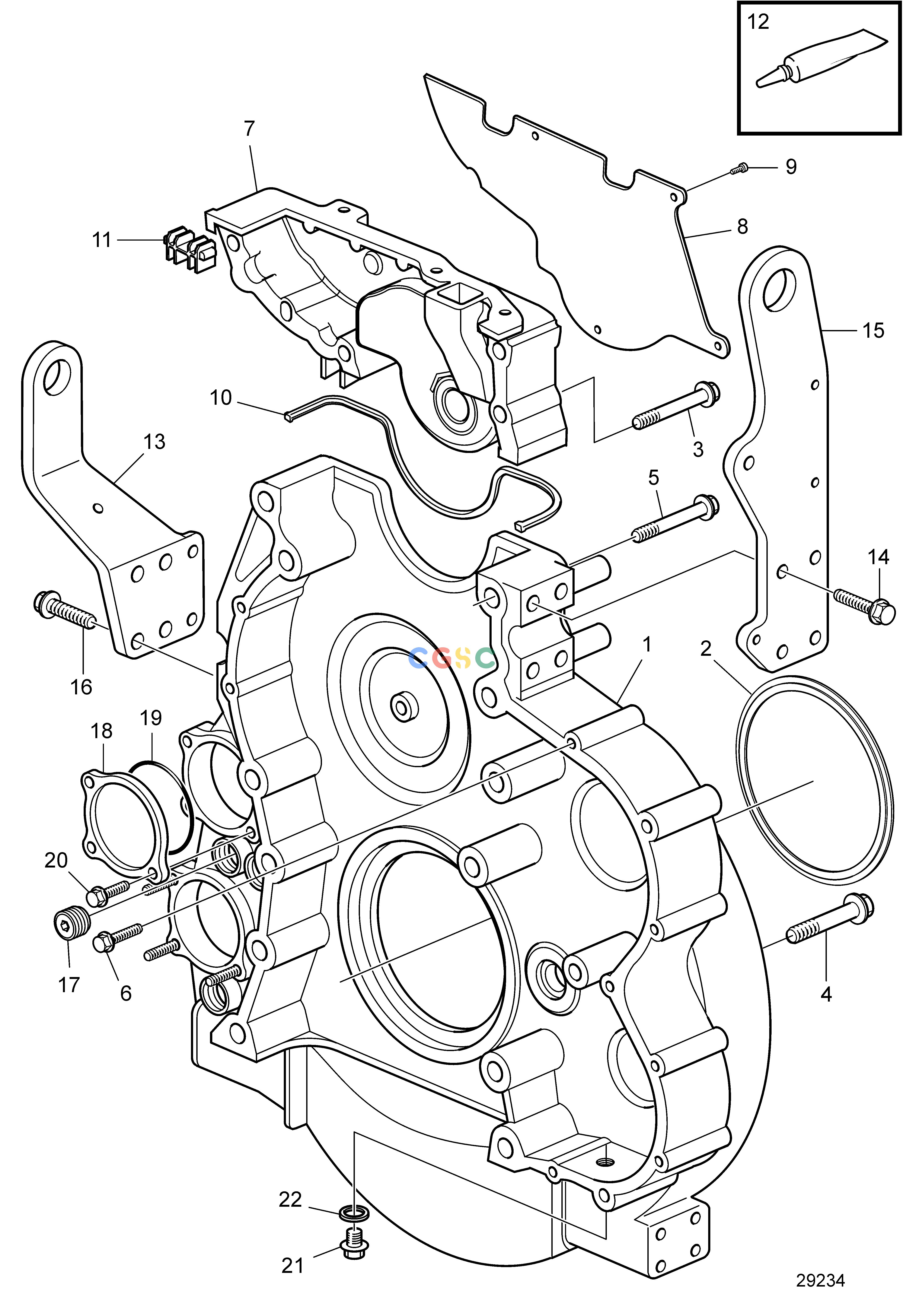 沃尔沃零件查询D9A2A; D9A2A MG; D9A2A D9A-MGEngineFlywheel HousingEPC Volvo Penta Parts catalog