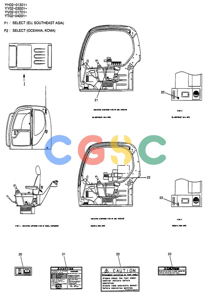 神钢零件查询(ED150) - BLADE RUNNER EXCAVATOR/DOZER BTW YL04-00501 - YL04-00554 (4/03-10/03) (07-022) - NAME PLATE INSTAL (CAB) Kobelco