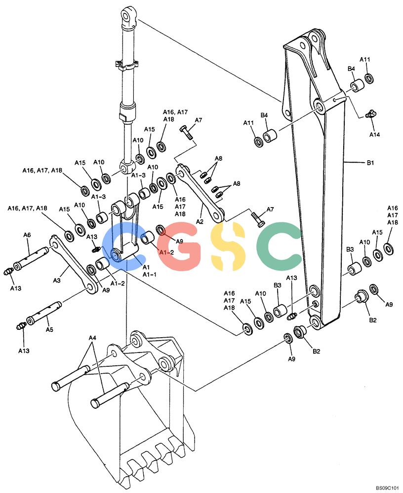 神钢零件查询(BOOM) - ATTACHMENT, (2-PIECE BOOM) SK135SR-1E, SK135SRLC-1E, SK135SRLC-1ES (11/01-12/10) (06-037[00]) - SHORT ARM ASSEMBLY, 2.1M (6FT 11IN), (2-PIECE BOOM) (YY12B00225F1 & YY12B00219F1) Kobelco