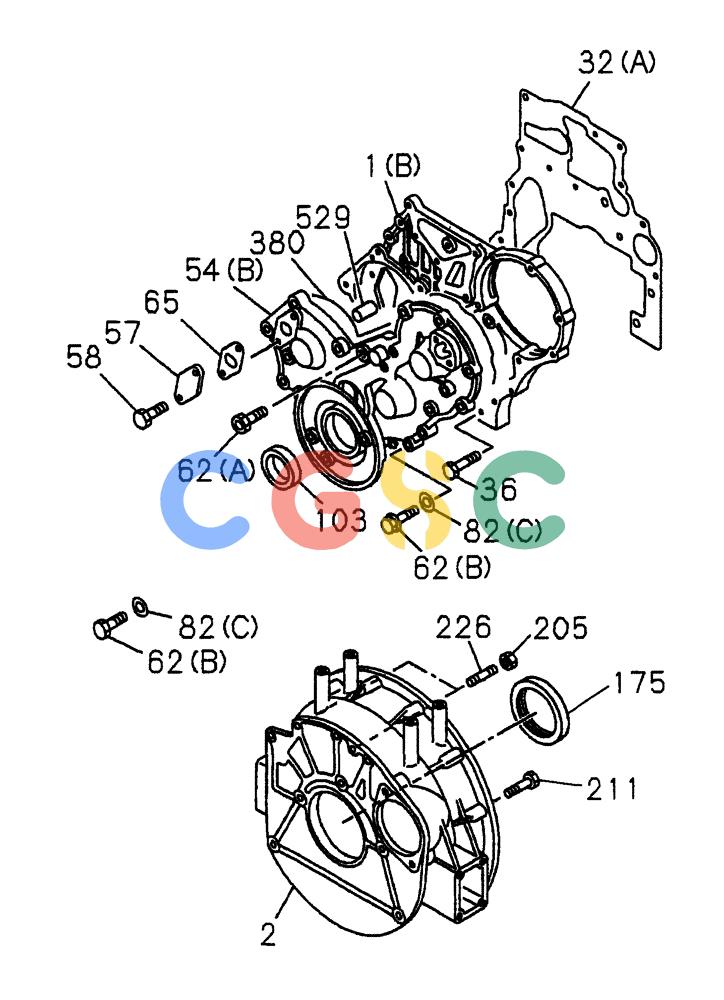 纽荷兰零件查询(E70) - MIDI CRAWLER EXCAVATOR (NA) (1/06-) (186) - FRONT GEAR COVER AND FLYWHEEL HOUSING New Holland Constructuion