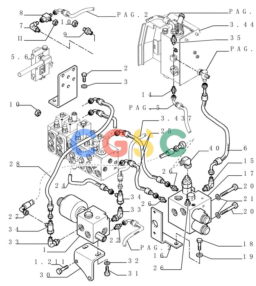 纽荷兰零件查询(DC150.B) - CRAWLER DOZER TIER 2 (3/03-) (3.434[03]) - HYDRAULIC SYSTEM PIPING New Holland Constructuion