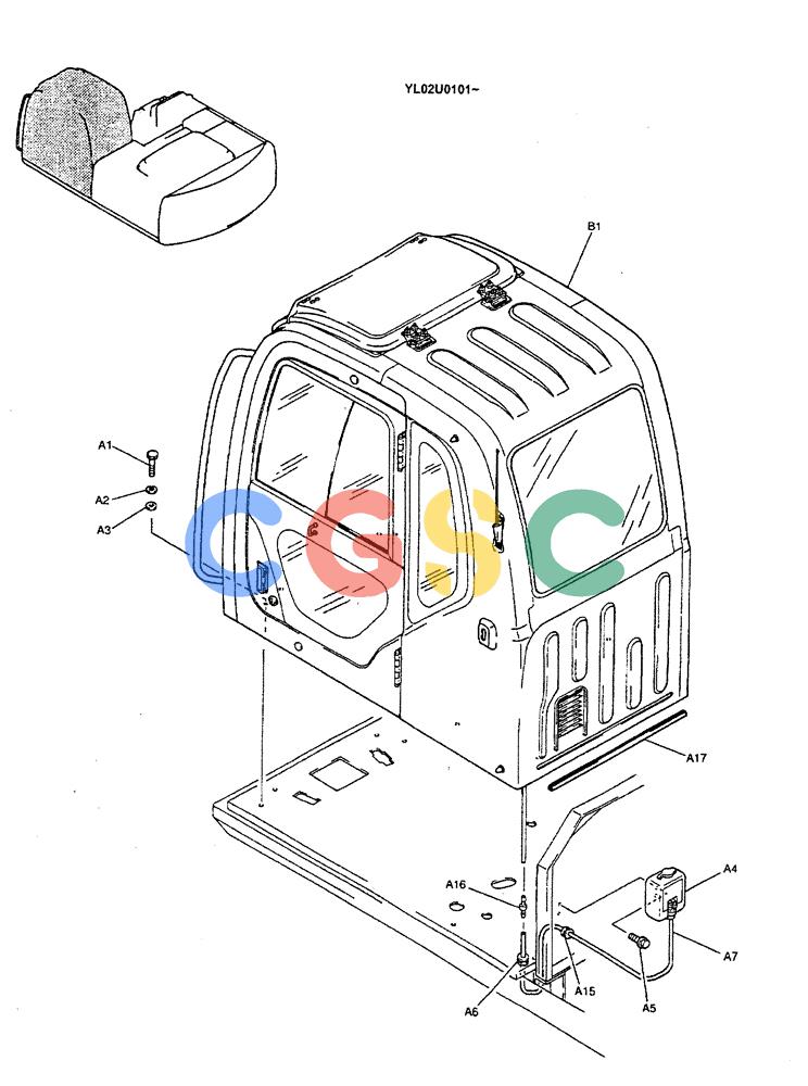 神钢零件查询(ED190LC) - BLADE RUNNER EXCAVATOR/DOZER BTW YL02U0101 - YL03U0135 (1/02-12/06) (01-044) - CAB INSTAL Kobelco