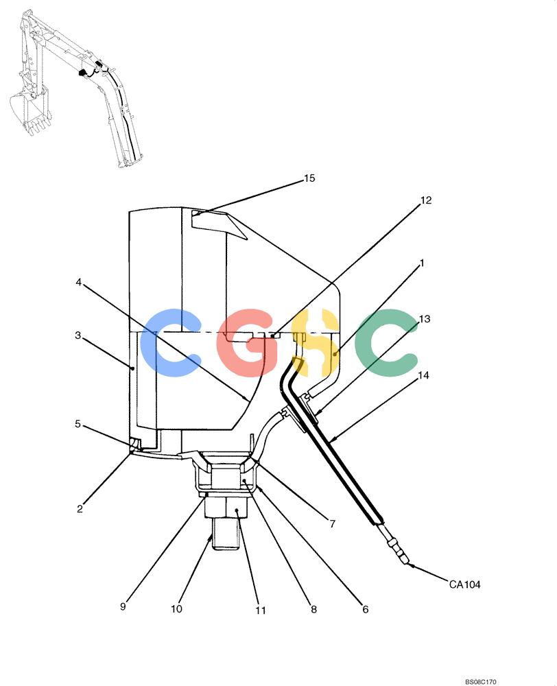 纽荷兰零件查询(E70BSR) - COMPACT CRAWLER EXCAVATOR BTW YT05-15001 - 18000 (NA) (4/08-) (04-05-00[00]) - LIGHT ASSEMBLY, BOOM (YN80S00012F1) New Holland Constructuion