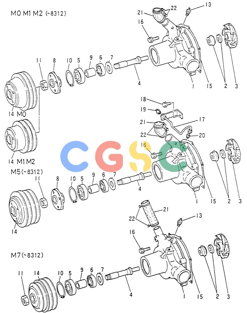 神钢零件查询(6D15) - MITSUBISHI DIESEL ENGINES - K907D & K907LC EXCAVATORS (1/86-12/06) (02-001[02]) - WATER PUMP Kobelco