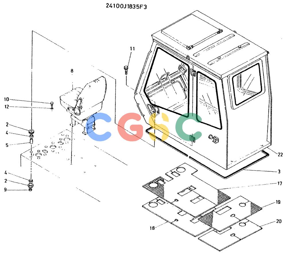 神钢零件查询(K935) - EXCAVATOR BTW L70106 - L70166, LU0067 (1/76-12/03) (11-005) - CAB INST, G.M. ENG. MOUNT Kobelco