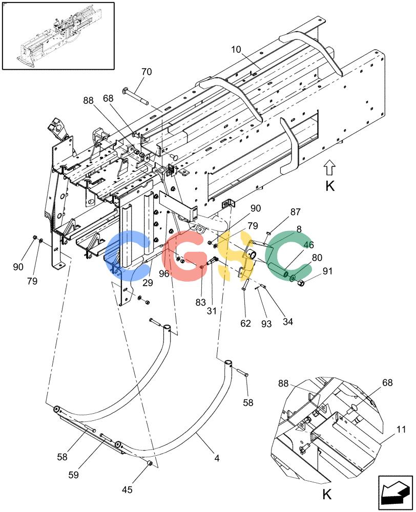凯斯零件查询(SB541C) - SMALL SQUARE BALER (9/09-12/10) (62.140.03[3]) - BALE TENSION RAIL & NEEDLE YOKE GUARD, SB541C Case Agriculture