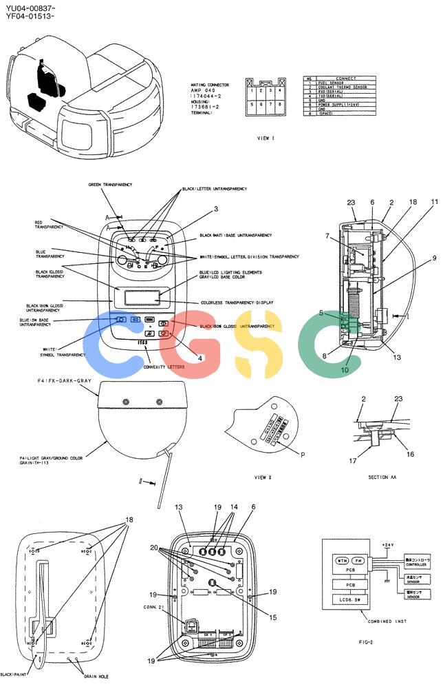 纽荷兰零件查询(E235SRLC) - CRAWLER EXCAVATOR BTW YU04-00837 - YU04-01417 (01-048) - GAUGE ASSY, CLUSTER New Holland Constructuion