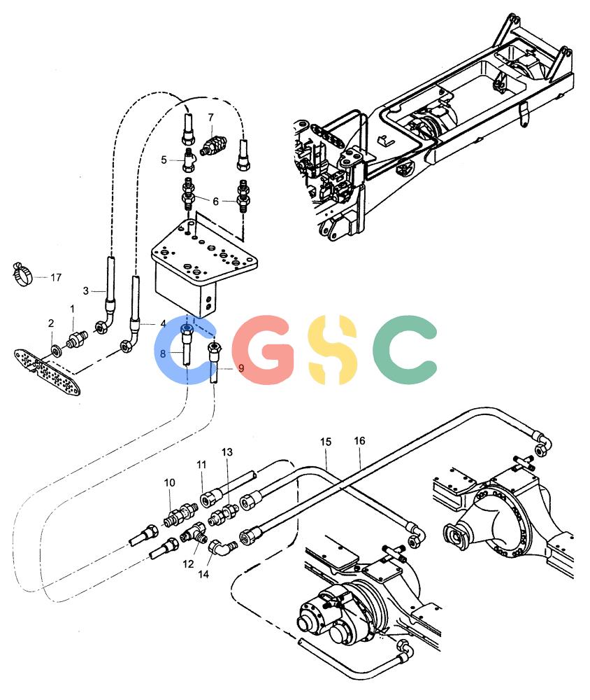 纽荷兰零件查询(AD250) - ARTICULATED DUMP TRUCK (7/01-) (3.400/1[07A]) - HYDRAULIC CIRCUIT BRAKE SYSTEM - FRAME PART New Holland Constructuion