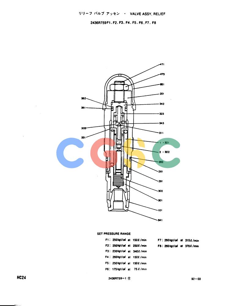 神钢零件查询(SK220) - MARK III EXCAVATOR ASN LQU0001 (1/91-12/95) (12-016) - VALVE ASSY, RELIEF Kobelco