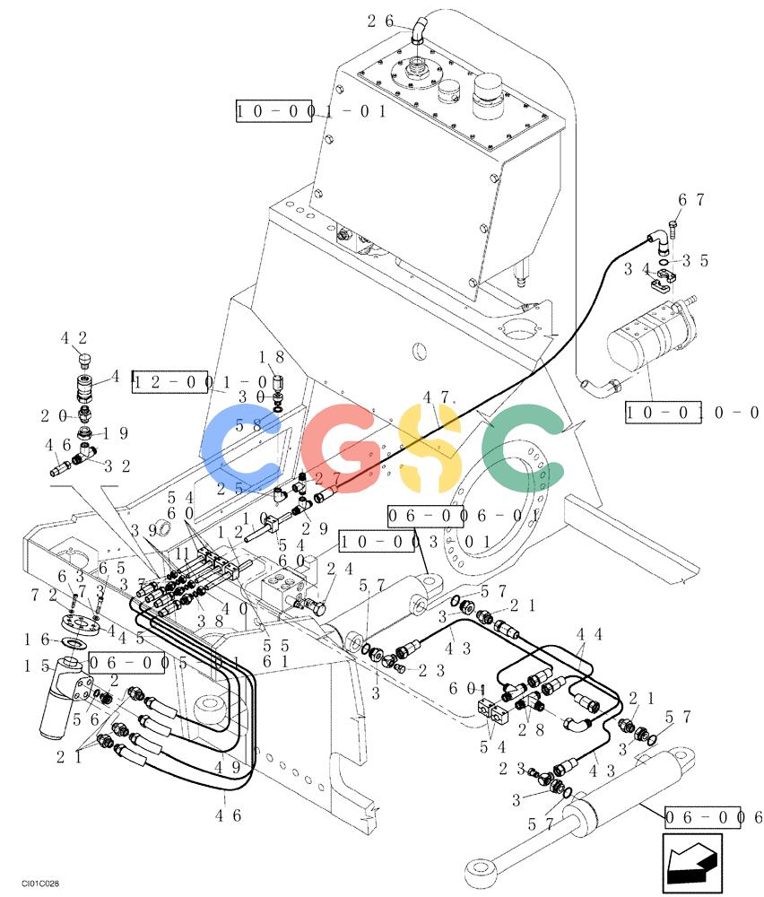 纽荷兰零件查询(CV1100) - VIBRATORY ROLLER (7/01-) (06-003-00[01]) - HYDRAULIC CIRCUIT, STEERING - DOZER BLADE New Holland Constructuion