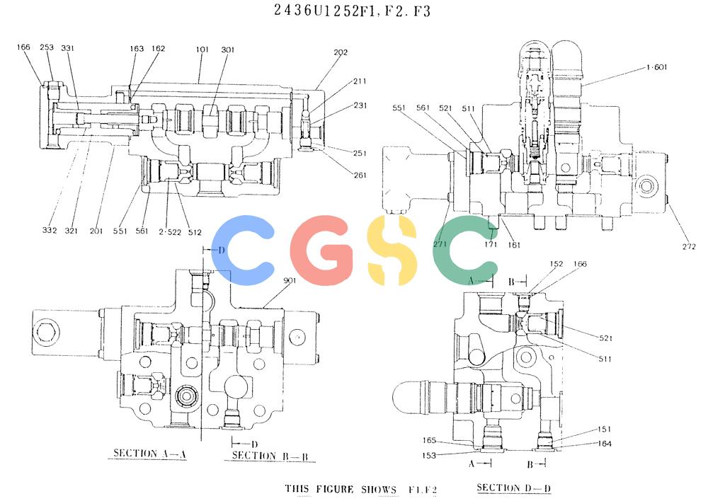 神钢零件查询(K904L) - MARK II EXCAVATOR BTW LX1501 - LX1525 (1/88-12/03) (11-009[01]) - VALVE ASSY, CONTROL (SWING) Kobelco