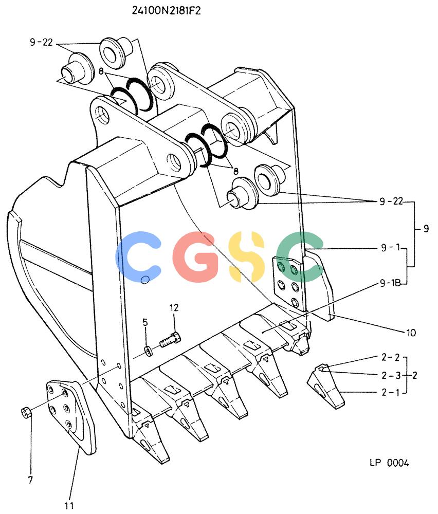神钢零件查询(K905) - EXCAVATOR BTW LP0004 - LP0554 (1/82-12/03) (04-009) - BUCKET ASSEMBLY, H.D. 0.5 CUBIC METER Kobelco