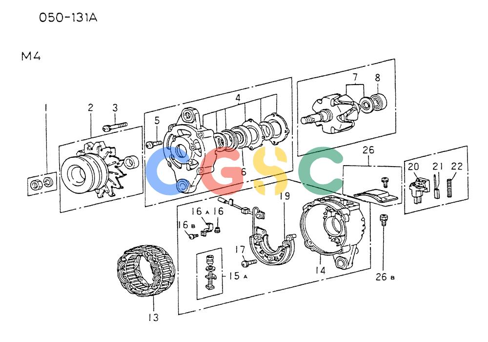神钢零件查询(6D22CT) - MITSUBISHI DIESEL ENGINE - K909A, K910, K912 & K935 (1/76-12/06) (04-005) - ALTERNATOR (INNER PARTS) Kobelco