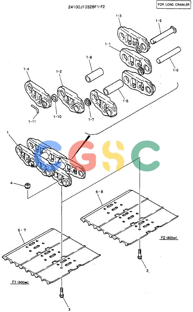 神钢零件查询(MD320BLC) - EXCAVATOR BTW YC0301 - YC0747 (1/80-12/06) (06-009) - INSTAL, CRAWLER TRACK Kobelco