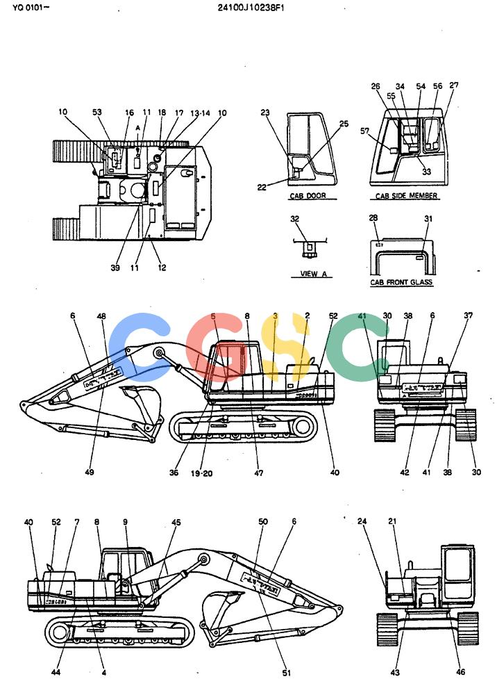 神钢零件查询(MD200BLC) - EXCAVATOR BTW YQ0101 - YQ0564 (1/80-12/06) (10-001) - LABEL, NAME-PLATE Kobelco
