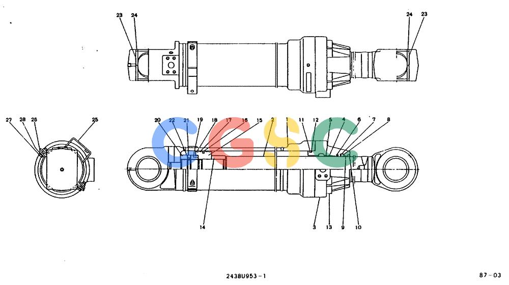 神钢零件查询(MD240BLC) - EXCAVATOR BTW LLU0001 - LLU0300 (1/80-12/06) (11-024) - CYLINDER ASSY (ARM) 2438U953F1 Kobelco