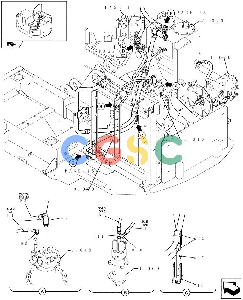 纽荷兰零件查询(E235BSR) - CRAWLER EXCAVATOR (5/07-) (1.050[14]) - PUMP/CONTROL VALVE PIPING New Holland Constructuion