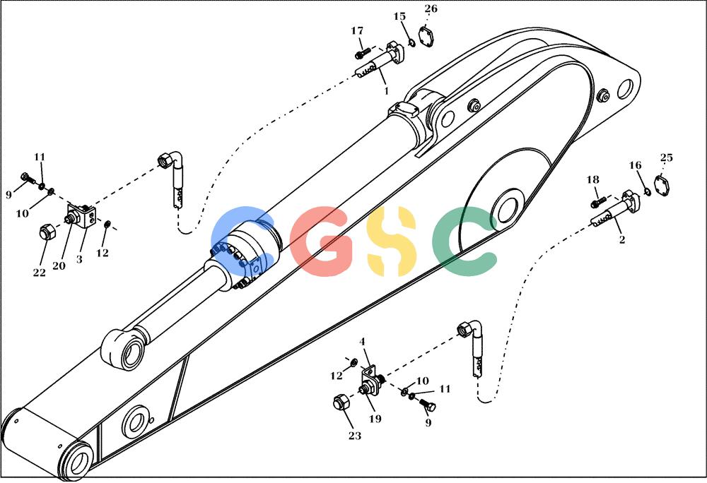 纽荷兰零件查询(EC350) - CRAWLER EXCAVATOR (2/00-) (61.080[001]) - HYDRAULIC SYSTEM STICK HAMMER ATTACHMT. 3,2M (OPTION) (S/N 735006-735007/735014-735014) New Holland Constructuion