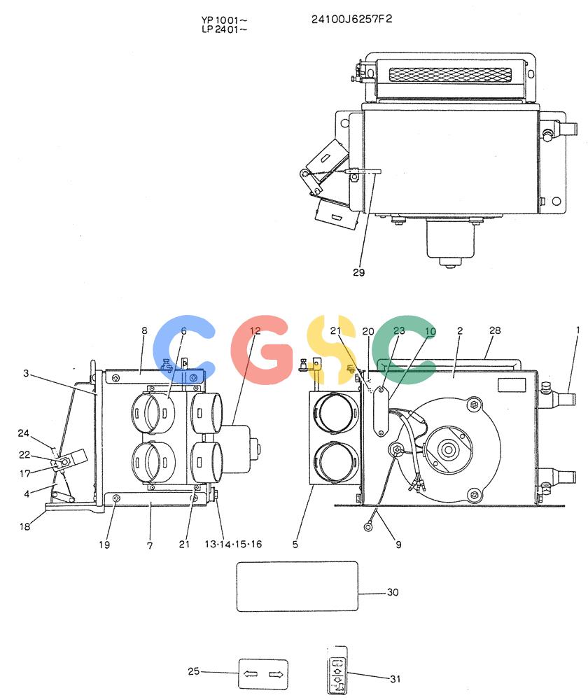 神钢零件查询(K905LC) - MARK II EXCAVATOR BTW YP1001 - YP1281 (1/87-12/03) (05-020) - HEATER ASSY (FOR EXPORT) Kobelco