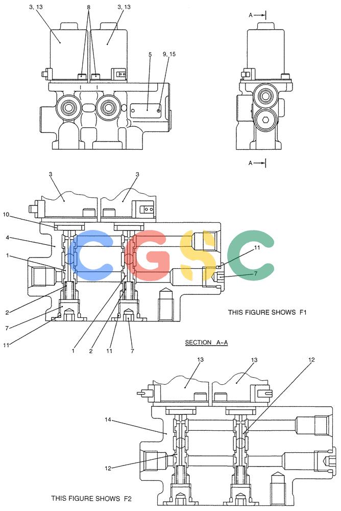 纽荷兰零件查询(E200SRLC) - CRAWLER EXCAVATOR BTW LA04-01506 - LA04-01625 (07-004) - VALVE ASSY, SOLENOID (HAND CONTROL) New Holland Constructuion