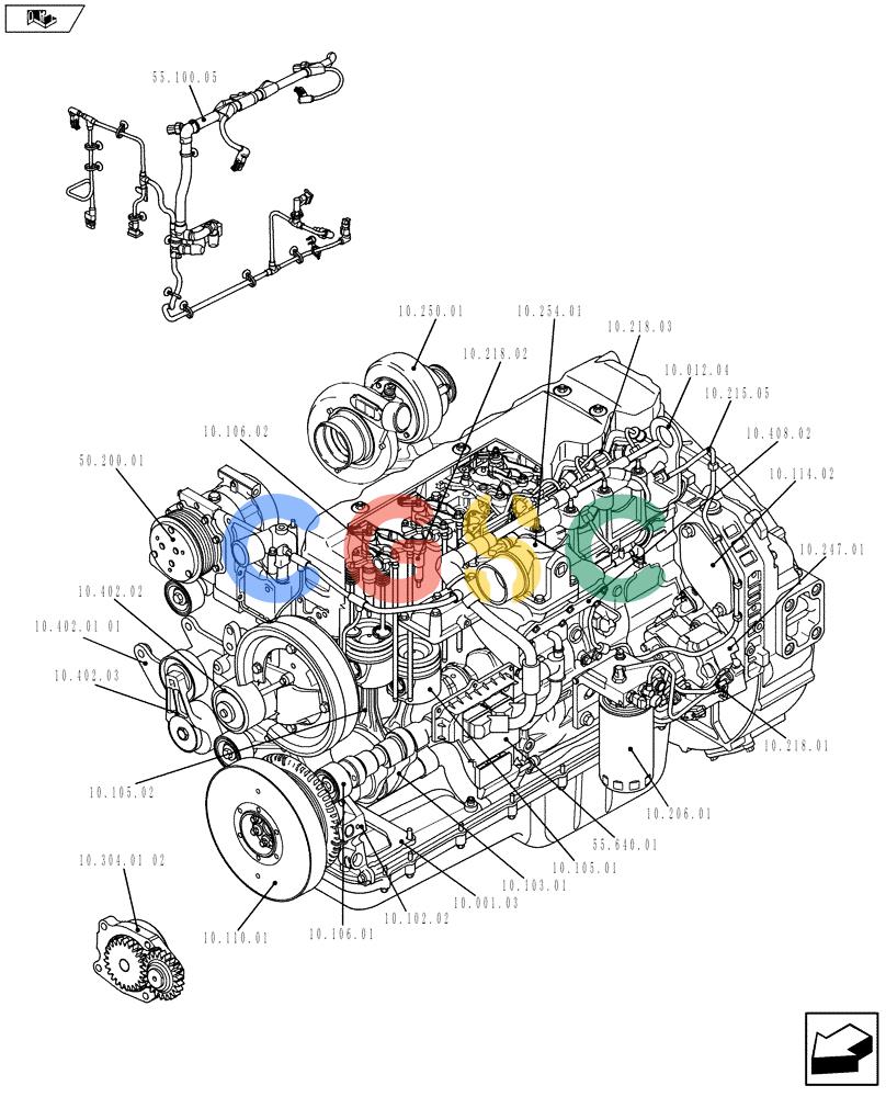 神钢零件查询(F4HFE613V A003) - ENGINE 5801366314 - 84169139 (9/10-) (10.000.01[01]) - PICTORIAL OVERVIEW 1/2 - ENGINE (84169139) Kobelco
