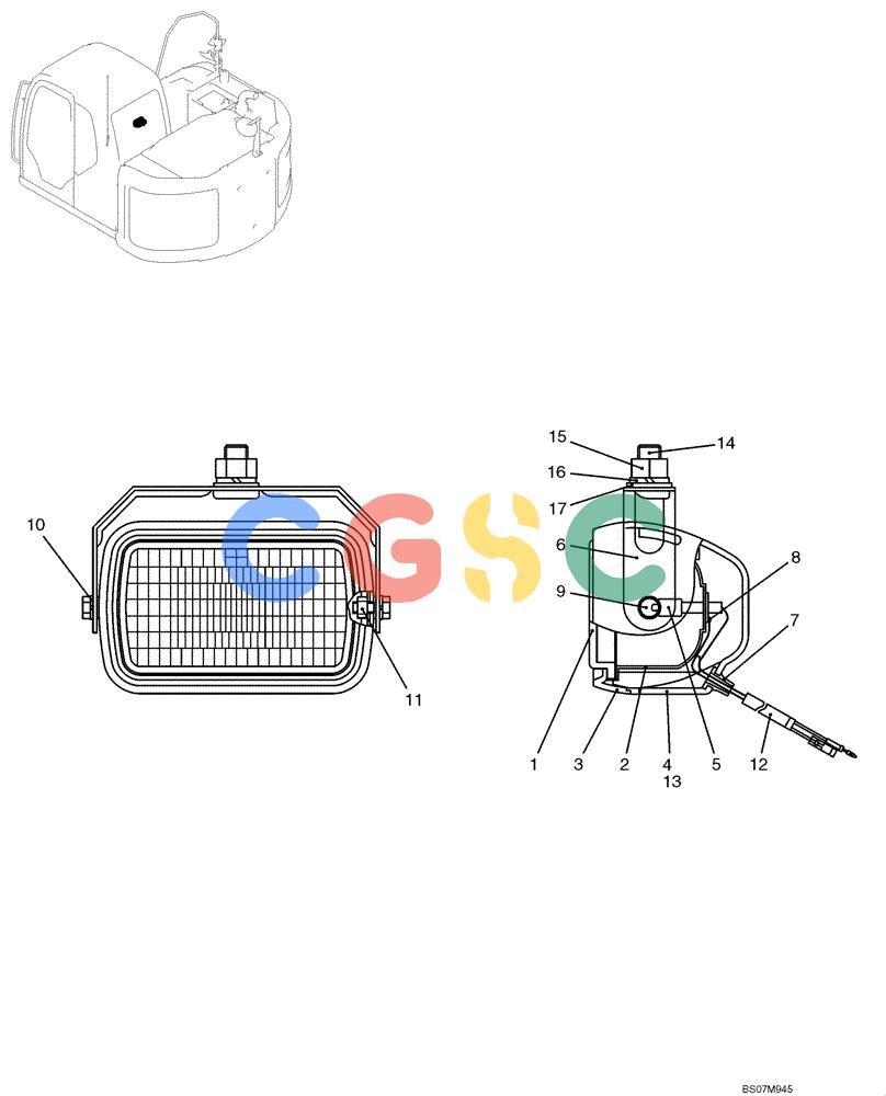 纽荷兰零件查询(E135B) - CRAWLER EXCAVATOR TIER 3 - ASN YH05-07001 (N8TA13006) (1/08-) (02-66[00]) - LIGHT ASSEMBLY (YT80S00002F1) New Holland Constructuion