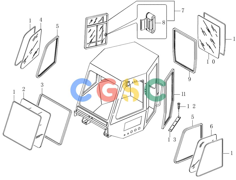纽荷兰零件查询(AD300) - ARTICULATED DUMP TRUCK (1/01-) (5.652A[03]) - ROPS CAB - GLASS PLATES New Holland Constructuion