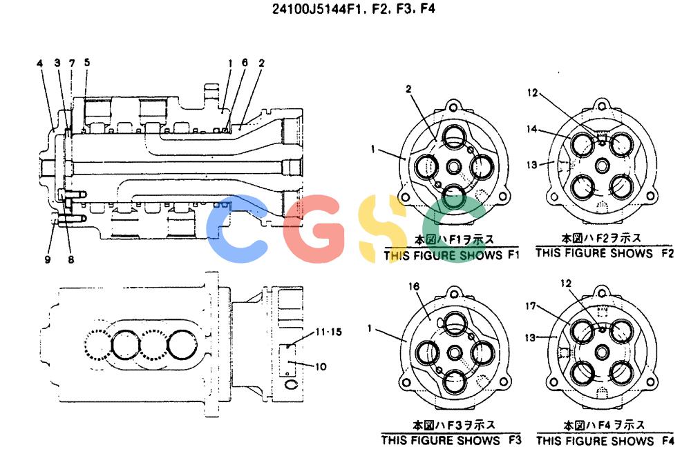 神钢零件查询(MD240C) - EXCAVATOR BTW LLU0301 - LLU0600 (1/80-12/06) (16-011) - JOINT ASSY, SWIVEL - 24100J5144F1-F4 Kobelco