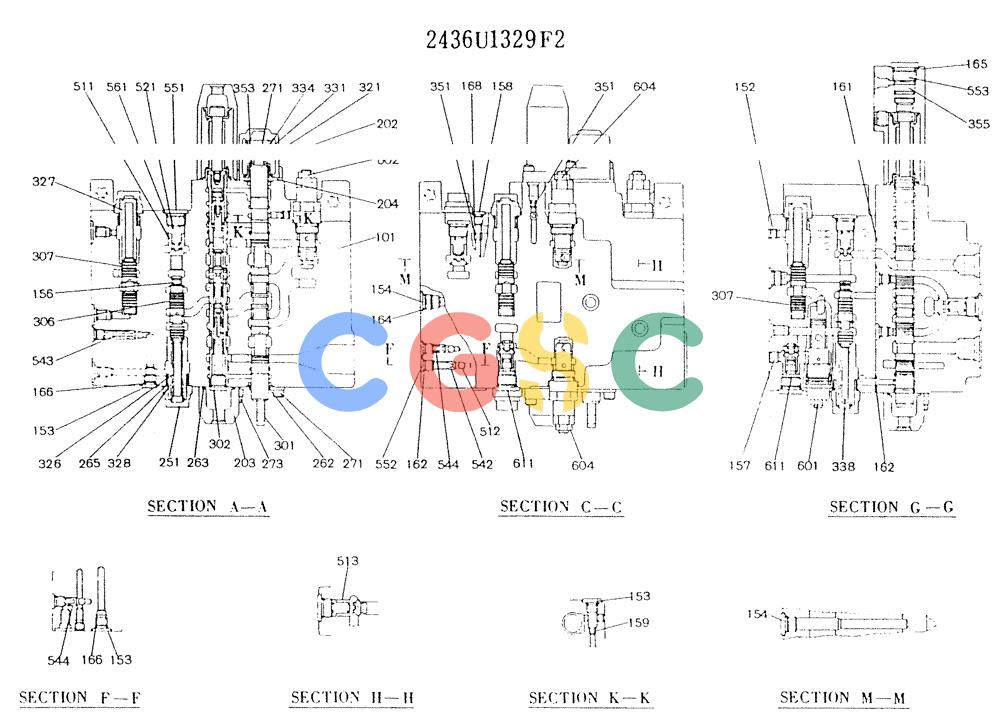 神钢零件查询(K904L) - MARK II EXCAVATOR BTW LX1501 - LX1525 (1/88-12/03) (11-015[02]) - VALVE ASSY, CONTROL, P/N 2436U1329F2 Kobelco