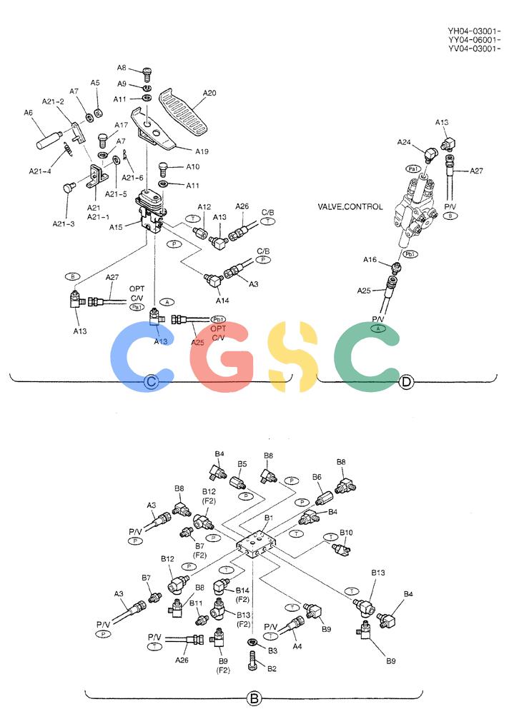 神钢零件查询(BREAKER) - ATTACHMENT (N&B) - SK115SR & SK135SR - ASN YV04, YY04, YH04-03001 (9/04-) (01-027[02]) - CONTROL LINES, REMOTE (EXTRA & BREAKER) Kobelco