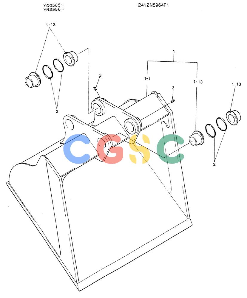 神钢零件查询(K907LC) - MARK II EXCAVATOR ASN YQ0565 (GLOBAL) (1/87-12/03) (09-014) - BUCKET ASSY, SCRAPER Kobelco