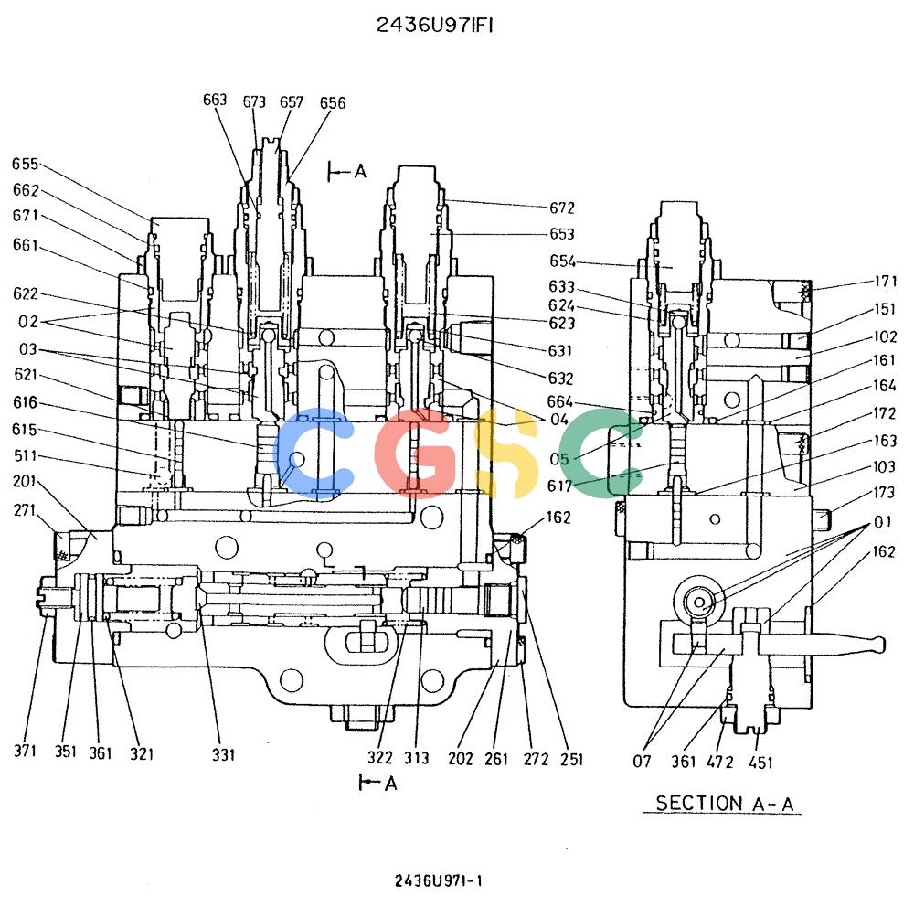 神钢零件查询(K909A) - EXCAVATOR ASN LQ0795 (1/83-12/03) (01-010) - VALVE ASSY, CONTROL, P/N 246U971F1 Kobelco