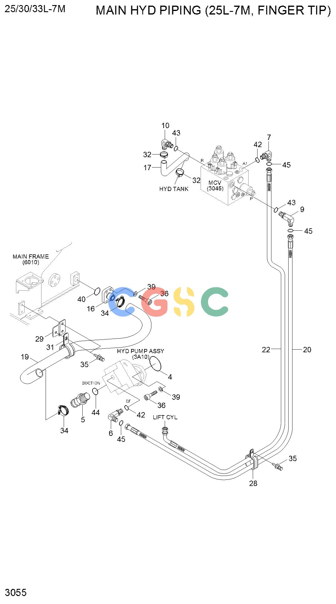 现代零件查询25/30/33L-7M MAIN HYD PIPING(25L-7M, FINGER TIP)EPC Hyundai 