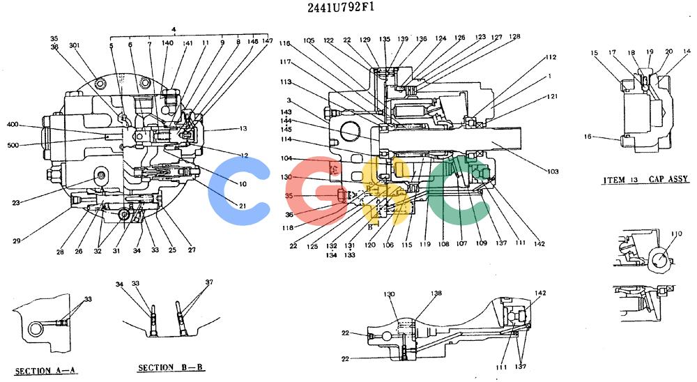 神钢零件查询(MD320BLC) - EXCAVATOR BTW YC0301 - YC0747 (1/80-12/06) (11-031) - MOTOR ASSY, (PROPELLING) 2441U792 F1 Kobelco