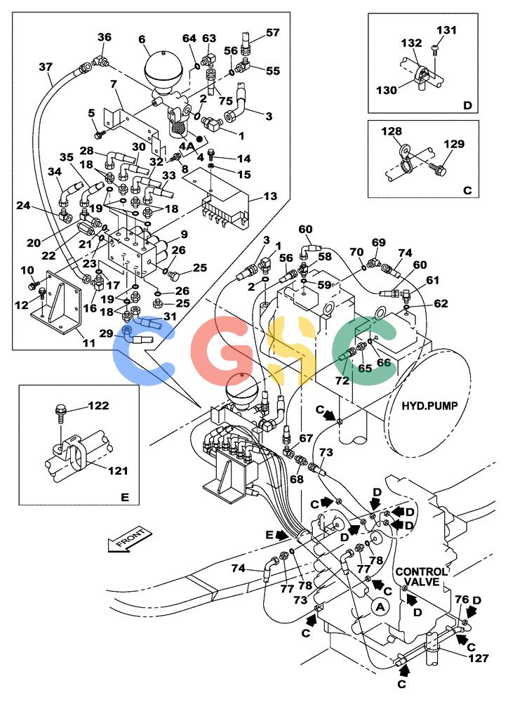 纽荷兰零件查询(E805) - CRAWLER EXCAVATOR TIER 3 (7/06-) (08-034-00[01]) - HYDRAULIC CIRCUIT - PILOT - LEAK-OFF RETURN New Holland Constructuion