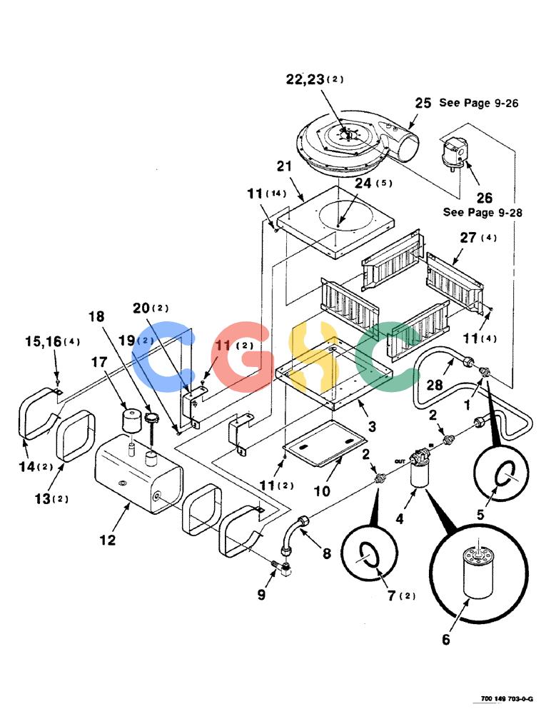 凯斯零件查询(8590) - CASE IH LARGE (4 X 4) RECTANGULAR BALER (NORTH AMERICA) (1/98-12/00) (09-24) - BLOWER AND RESERVOIR ASSEMBLY Case Agriculture
