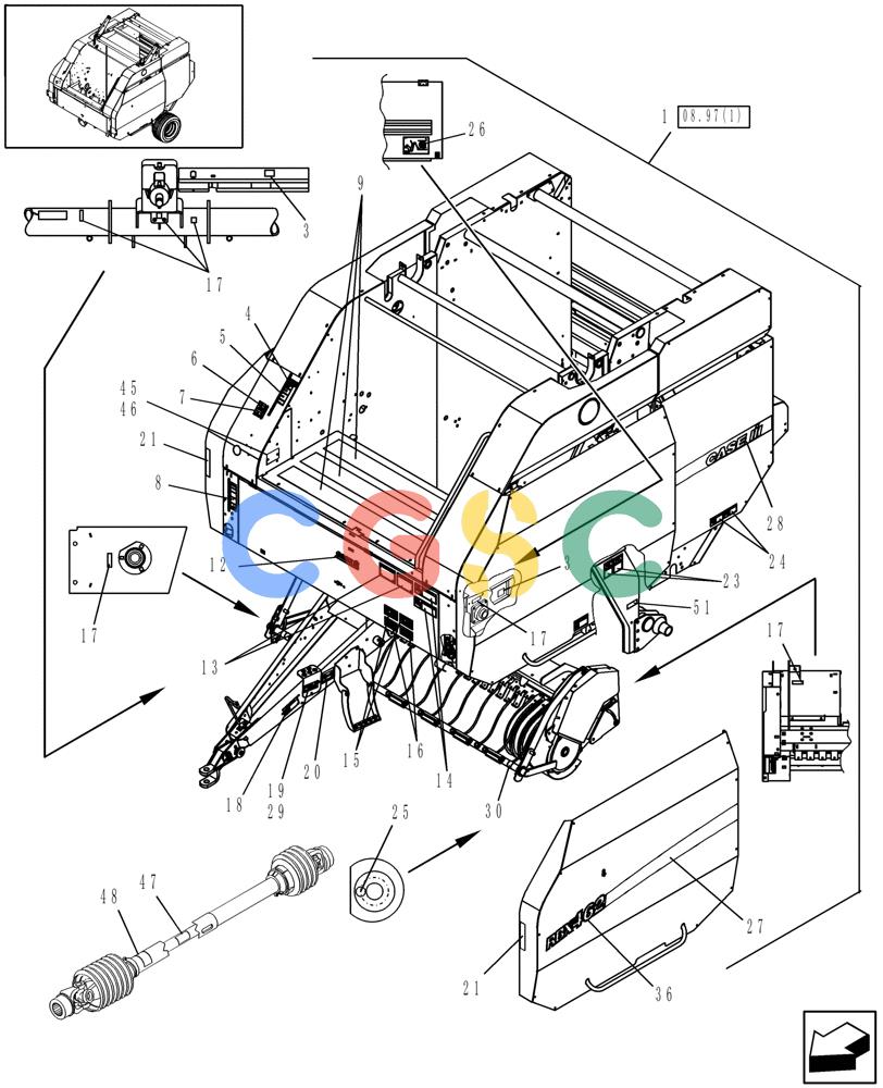 凯斯零件查询(RBX462) - CASE IH ROUND BALER (1/03-7/05) (08.97[2]) - DECALS, LH, NORTH AMERICA Case Agriculture