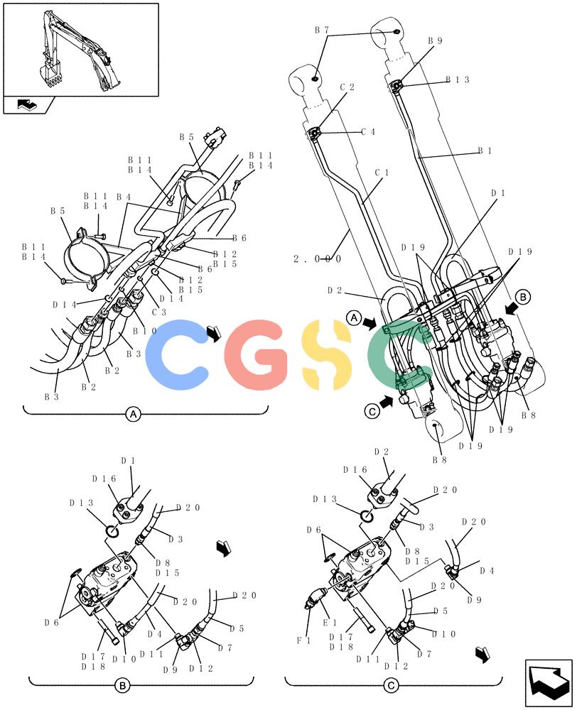 纽荷兰零件查询(E235BSR) - CRAWLER EXCAVATOR (5/07-) (2.030[04]) - BOOM PIPING (5,65M) New Holland Constructuion