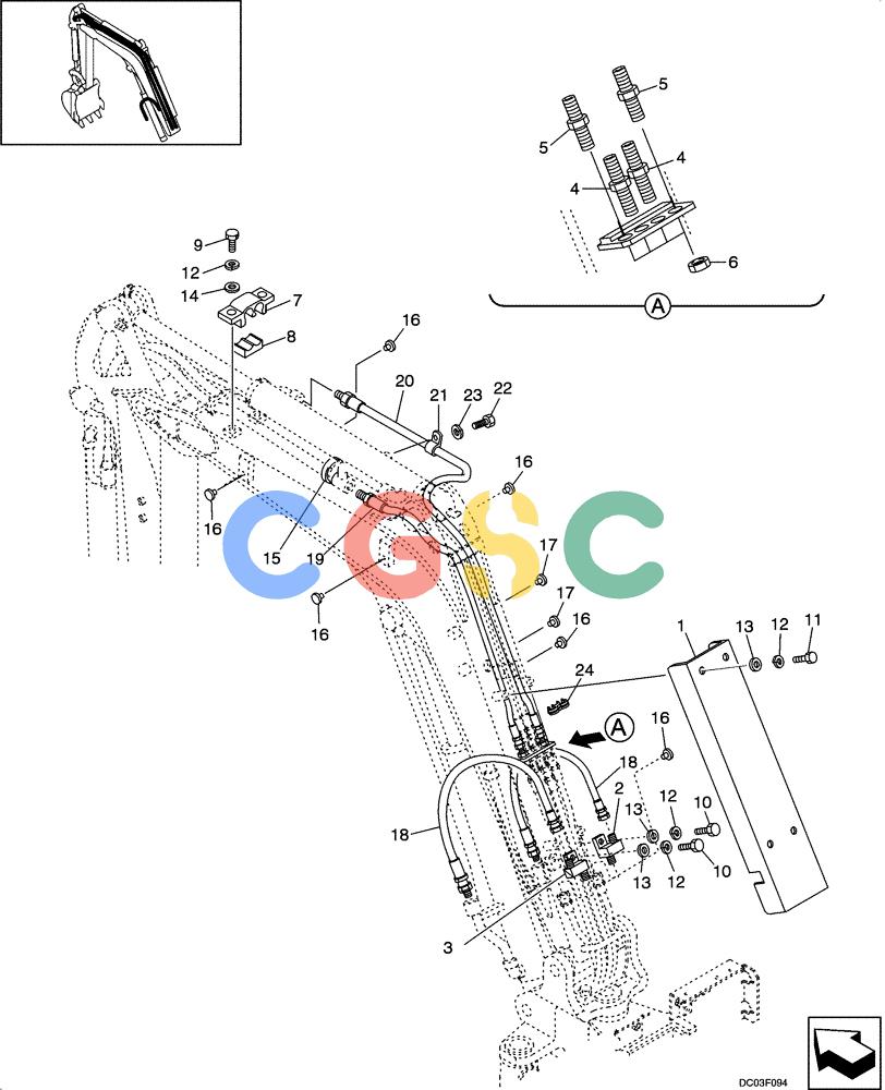 纽荷兰零件查询(E15) - COMPACT CRAWLER EXCAVATOR (N.A.) (1/06-) (08-11[00]) - HYDRAULIC LINES - BOOM New Holland Constructuion