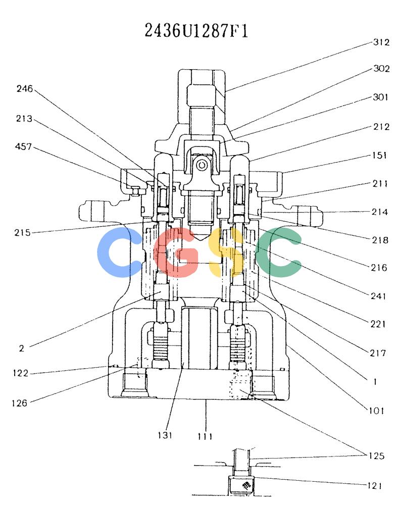 神钢零件查询(K904L) - MARK II EXCAVATOR BTW LX1501 - LX1525 (1/88-12/03) (11-010) - VALVE ASSY, PILOT, P/N 2436U1287F1 Kobelco