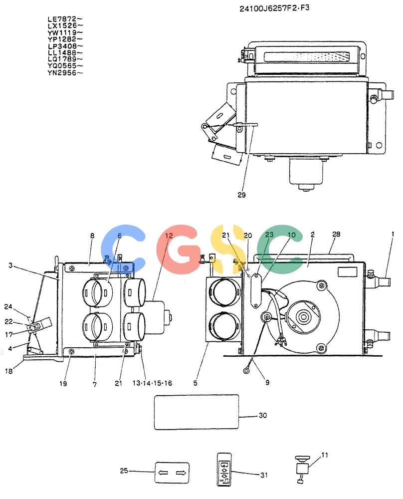 神钢零件查询(K907LC) - MARK II EXCAVATOR ASN YQ0565 (GLOBAL) (1/87-12/03) (05-018 ) - HEATER ASSY Kobelco