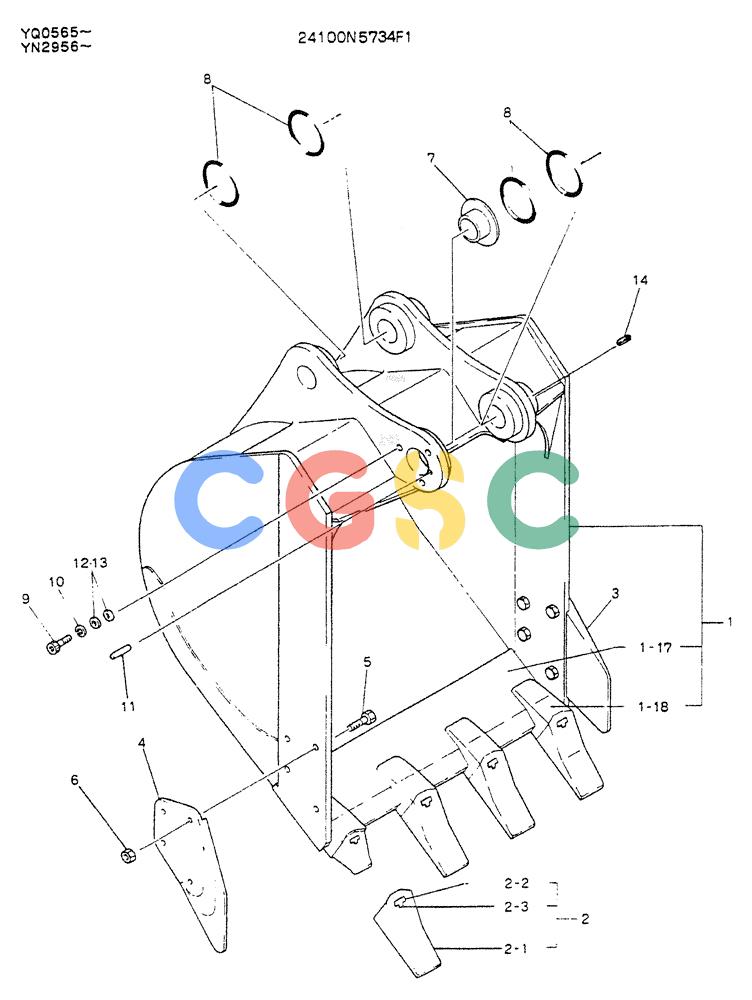 神钢零件查询(K907LC) - MARK II EXCAVATOR ASN YQ0565 (GLOBAL) (1/87-12/03) (09-021) - BUCKET ASSY 0.4M Kobelco